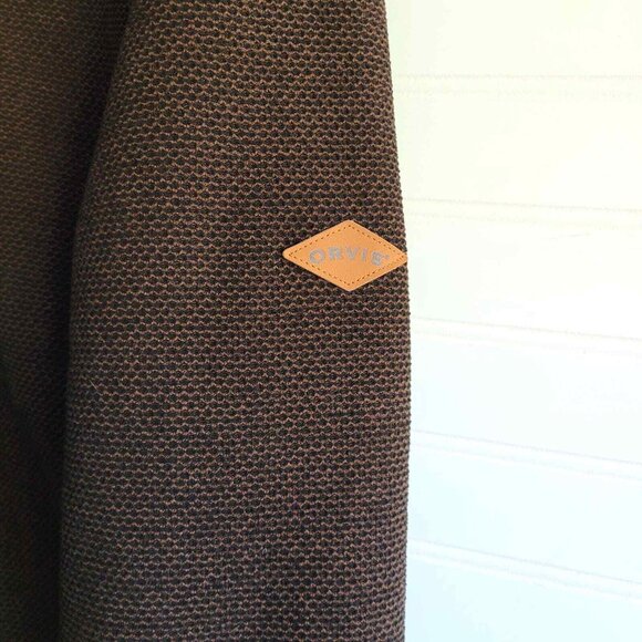 Orvis Sweater Mens Large Brown Sherpa Lined Quarter Zip Pullover Sweatshirt - Picture 3 of 7